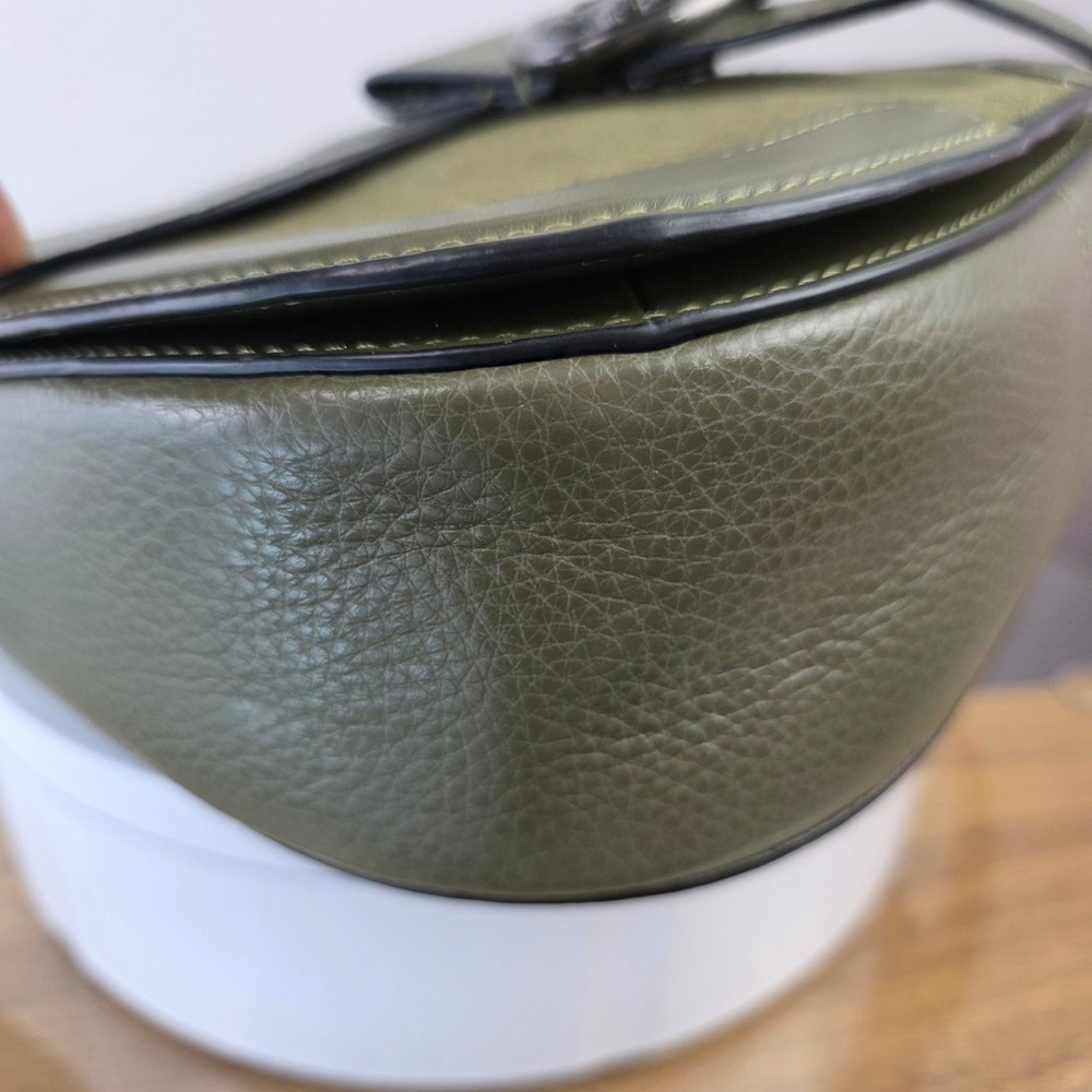 Coach Georgie Saddle Crossbody Bag Olive Green Suede Leather - Picture 8 of 13